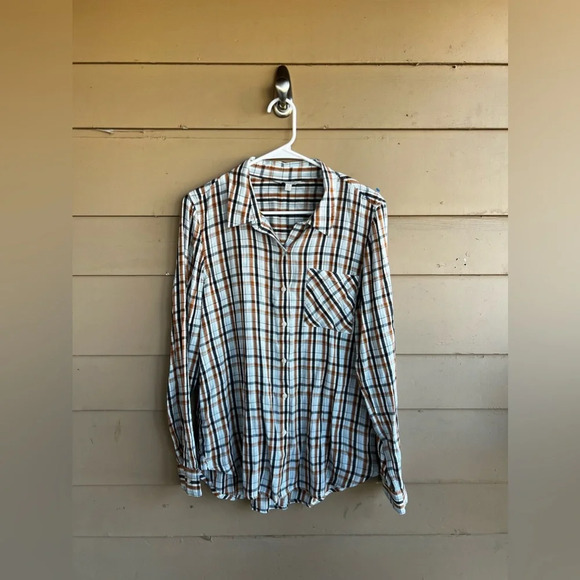 Lucky Brand Neutral Plaid Button Down Shirt - Size L - Picture 1 of 4